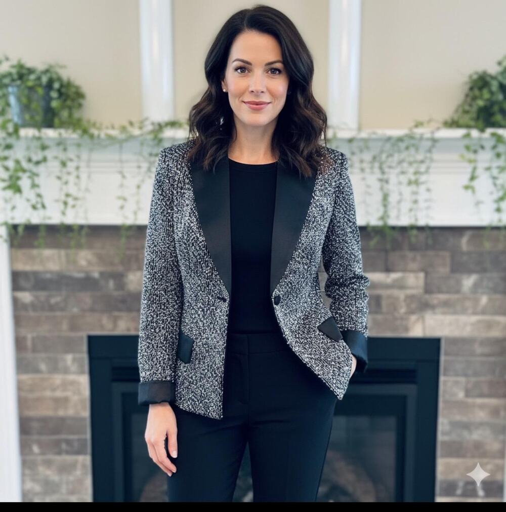 Sparkling Black Iridescent Formal Jacket Tuxedo Style by Alex Evenings